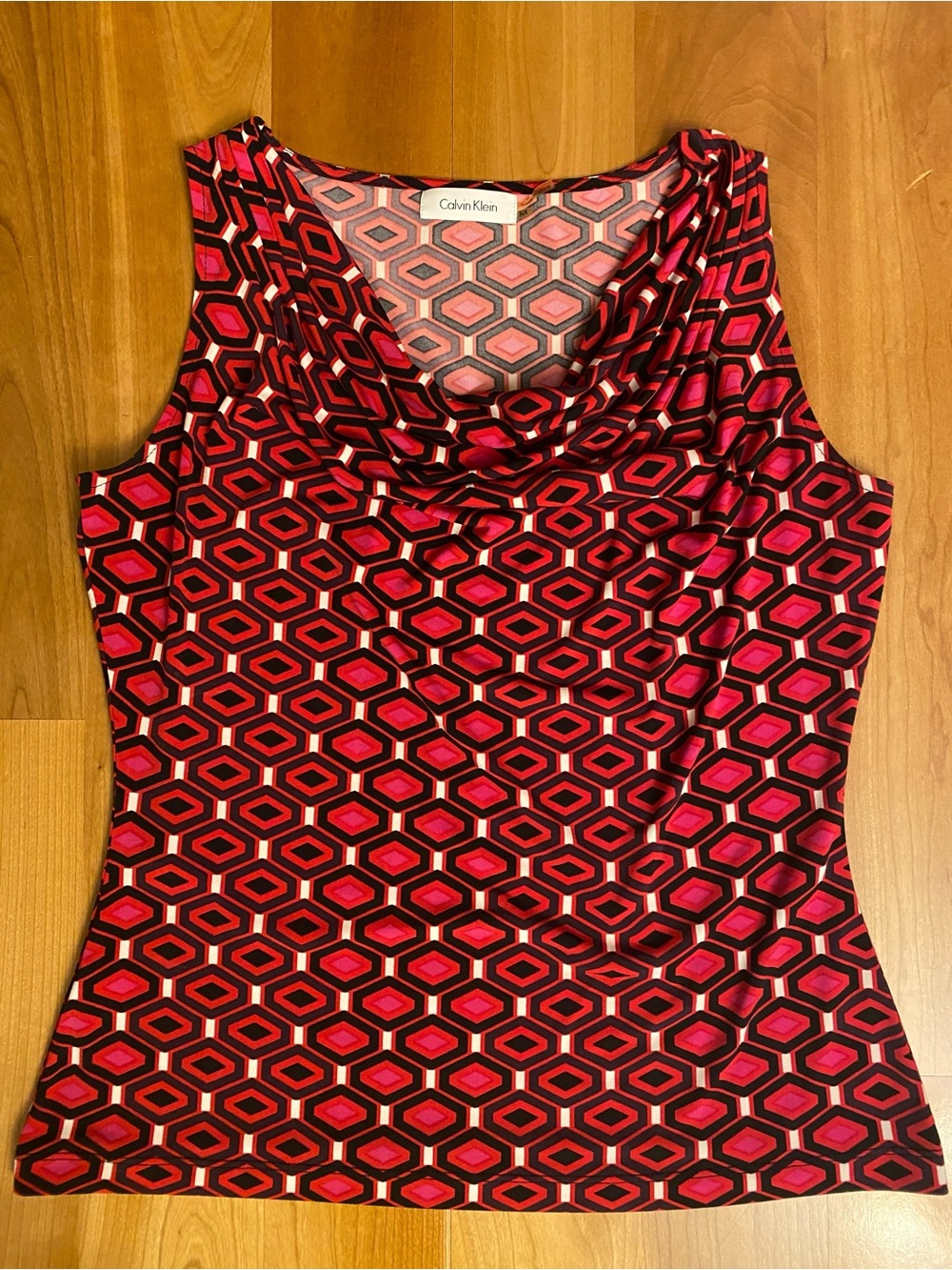 Calvin Klein Red & Pink Geometric Top